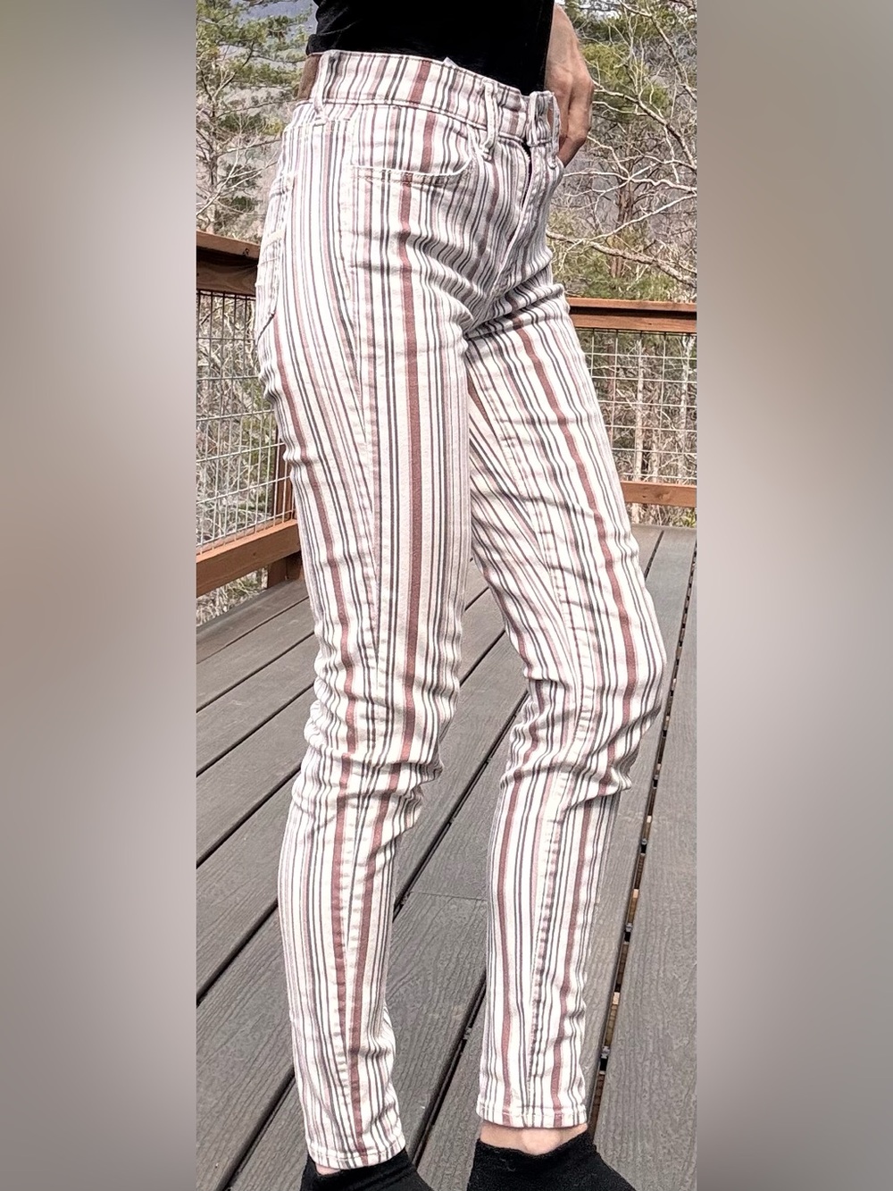 American Eagle Next Level Stretch Striped Skinny Jeans Size 0 Regular - Picture 10 of 10